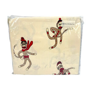 Vermont Country Store Sock Monkey 100% Cotton Parcale 3pc TWIN Sheet Set